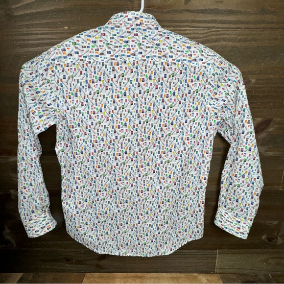 BUGATCHI Shaped Fit Men’s Dress Shirt All Over Print Windows & Ladders Size XL - Picture 3 of 9